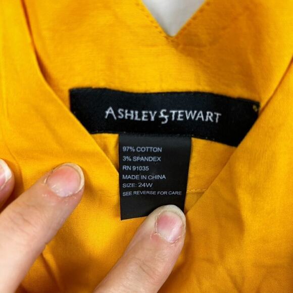 Ashley Stewart Women’s 24 Golden Yellow Cotton V-Neck Sleeveless Midi Dress NEW - Picture 3 of 6